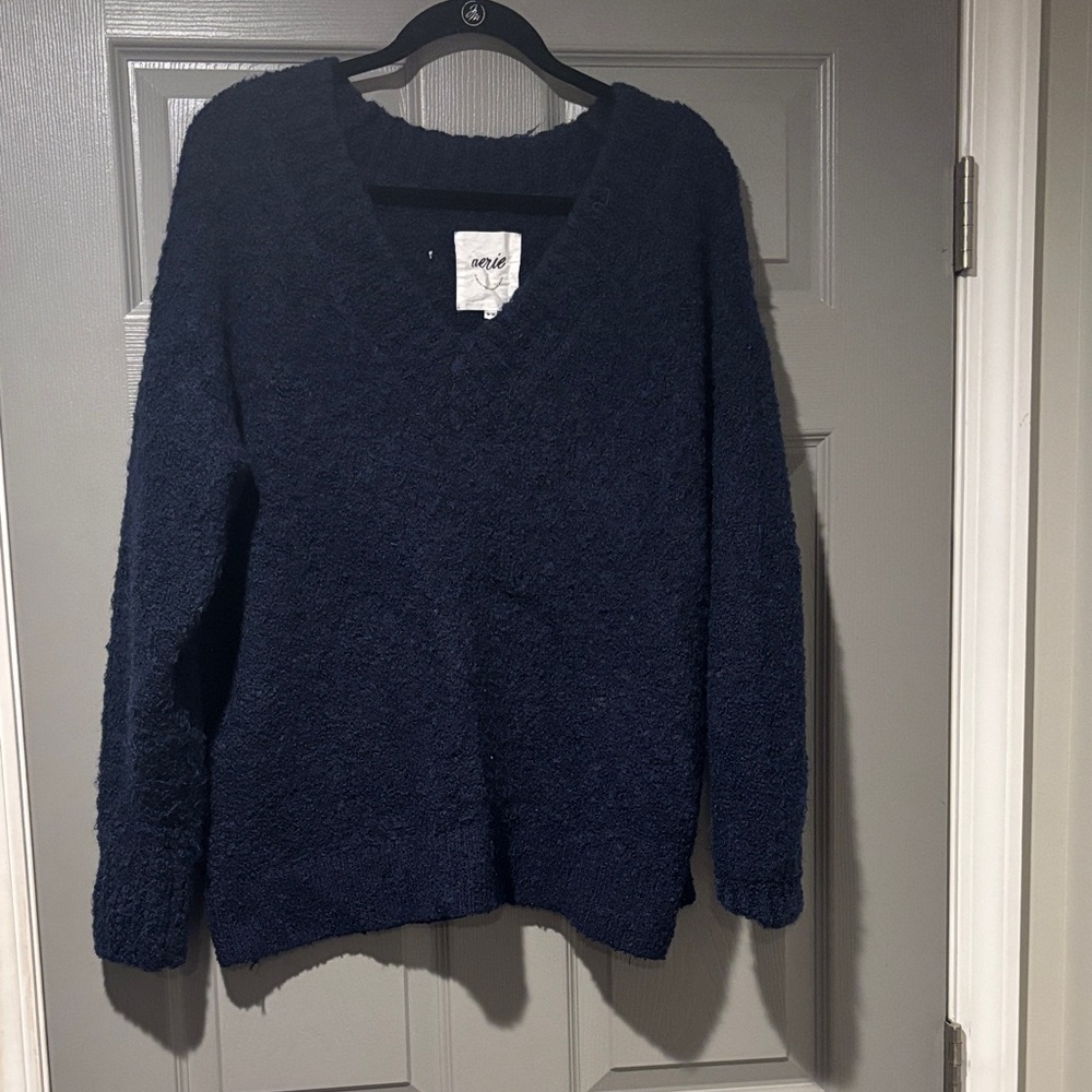 Aerie Deep Blue V-Neck Sweater